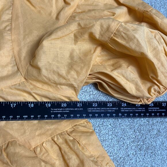 NWT HYFVE Woman's Orange Babydoll Blouse Ruffled Crop Top M lantern sleeve‎ - Picture 8 of 11